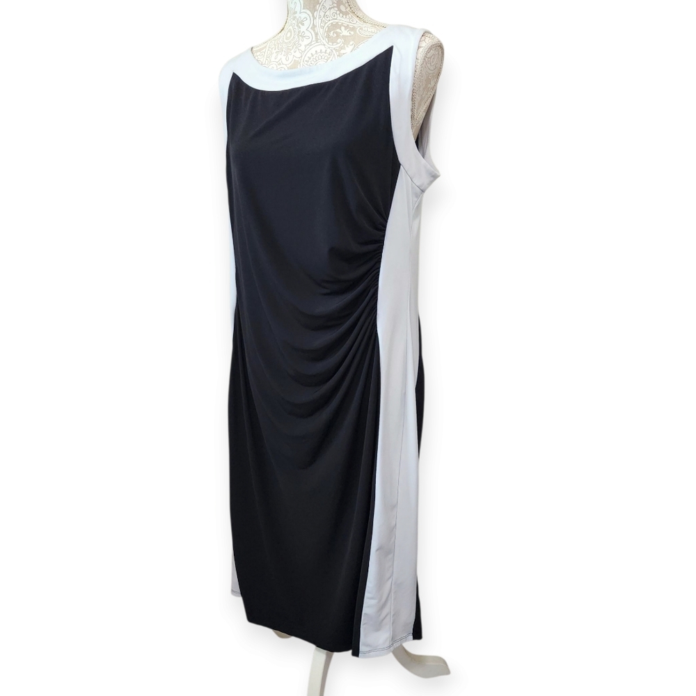 Glamour Black With Gray Trim Colorblock Sheath Dress Size 16W